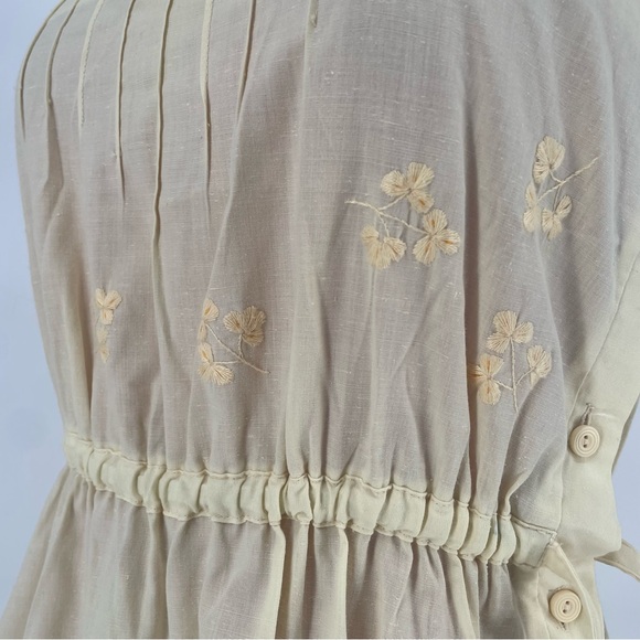 Vintage Pastel Yellow Side Button Drawstring Waist Midi Sundress - Picture 10 of 11